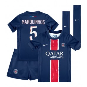 Billiga Paris Saint-Germain Marquinhos #5 Hemmatröja Barn 2024-25 Kortärmad (+ Korta byxor)